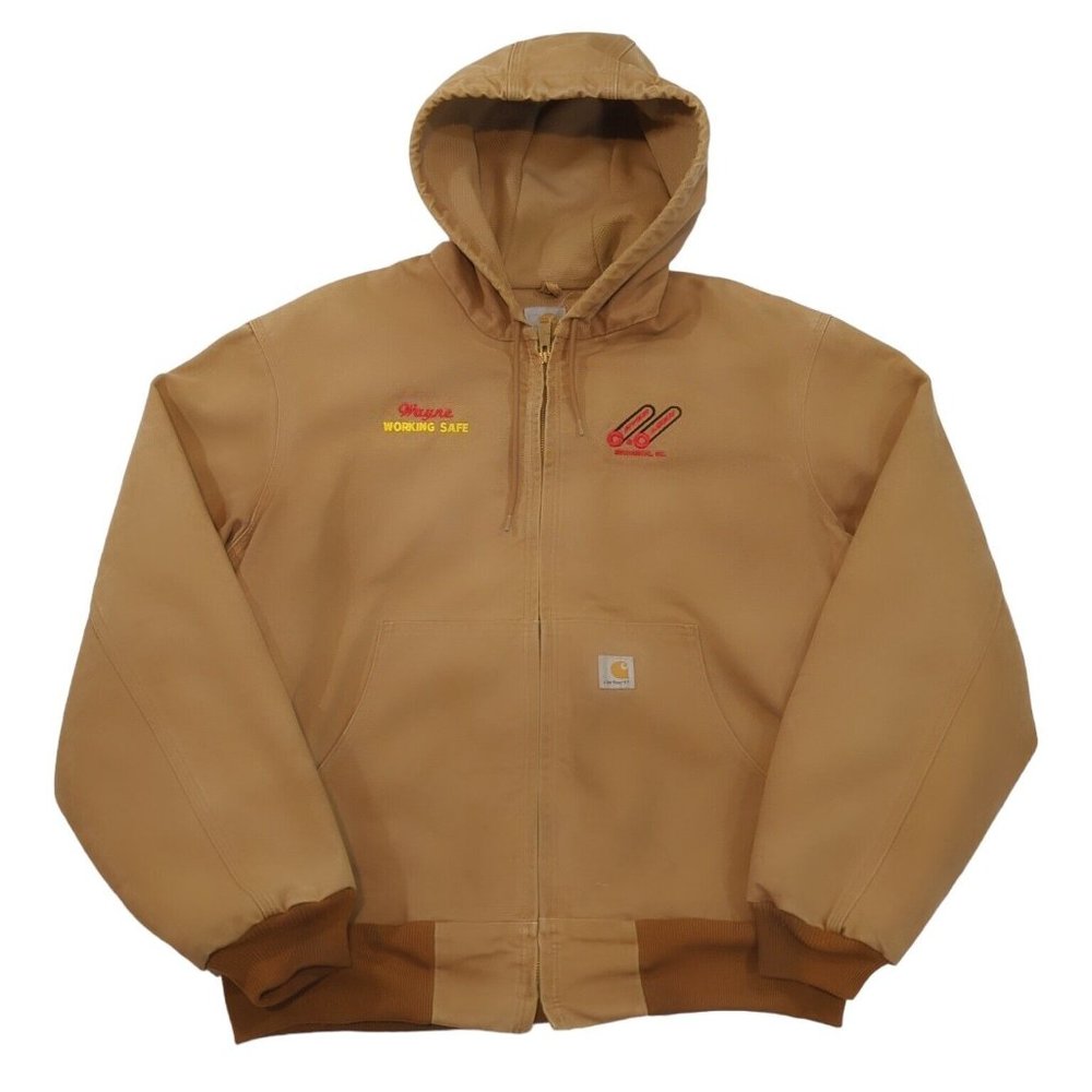 Vintage Carhartt Thermal Lined Hooded Jacket Made in USA, J131-BRN Size Large